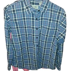 L.L. Bean Medium ladies blue plaid flannel